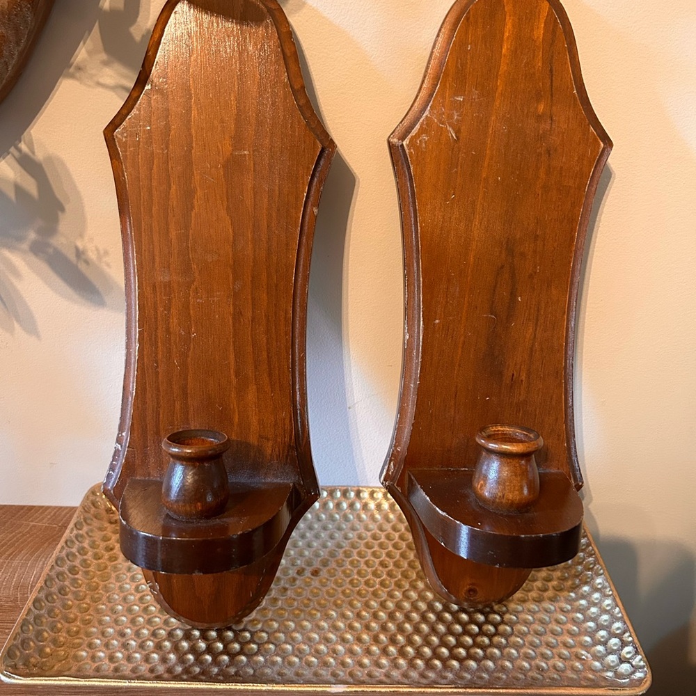 Elegant Brown Wooden Wall Sconces